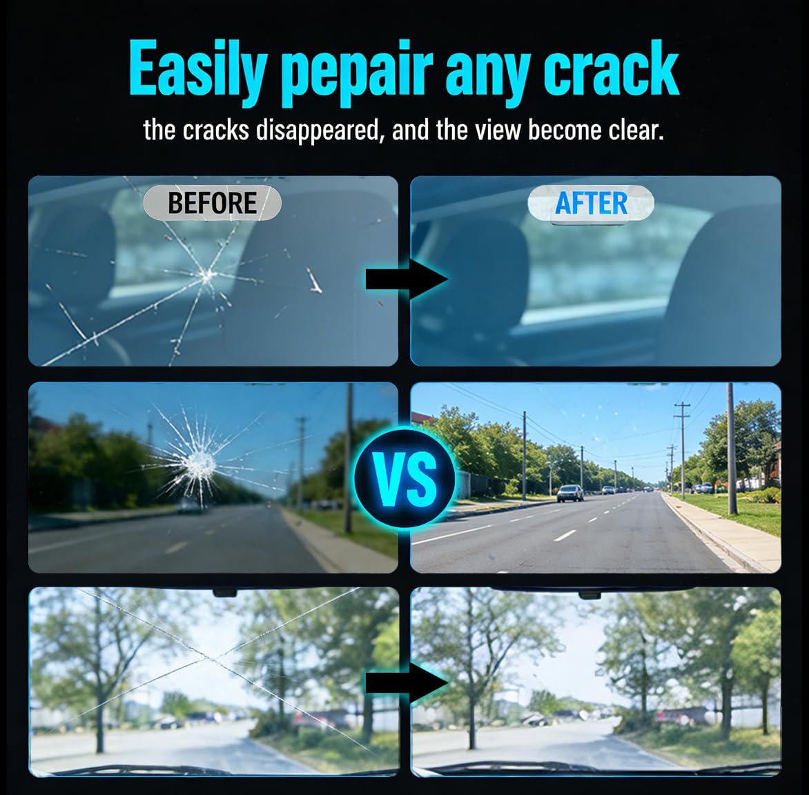 2Pcs Automotive Glass Nano Repair Fluid Kit Cracked Car Windshield Wind Shield Car Glass Repair Set