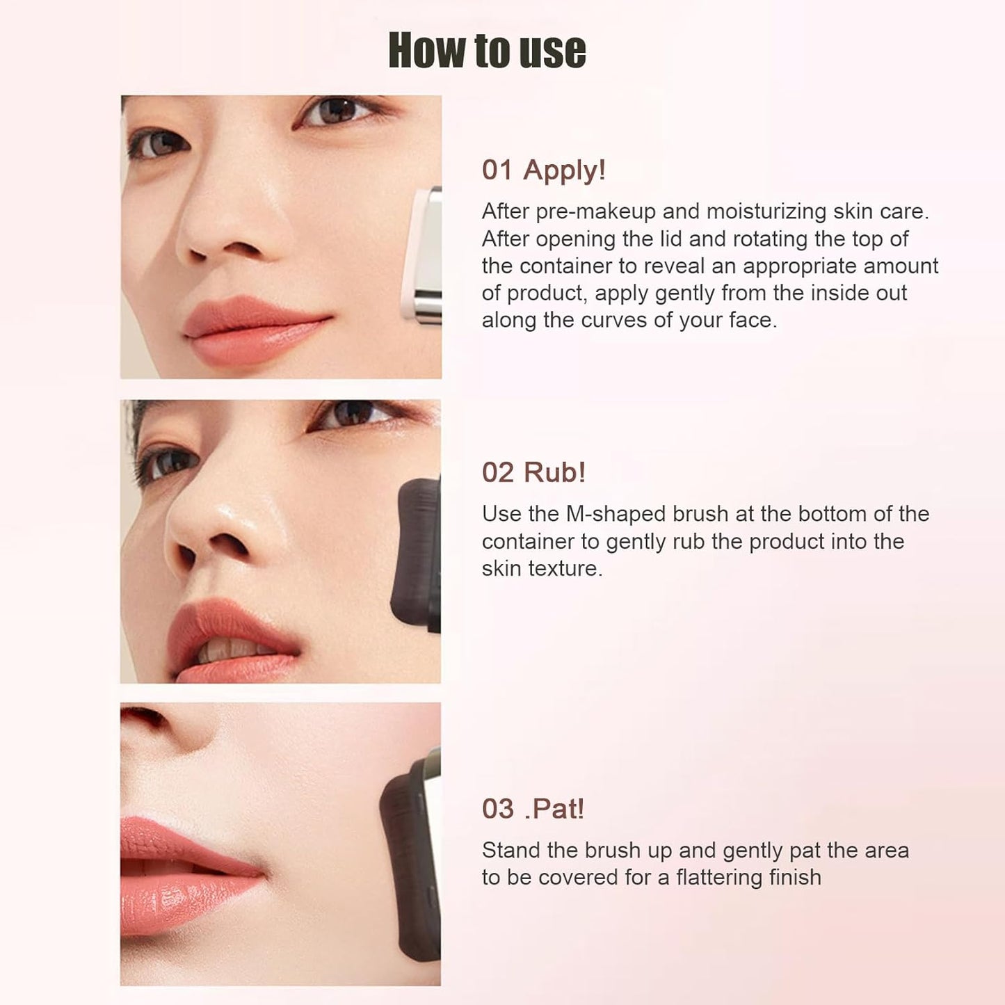 2 in 1 Foundation Stick, Serum Boosted Skin Tint Balm with Brush