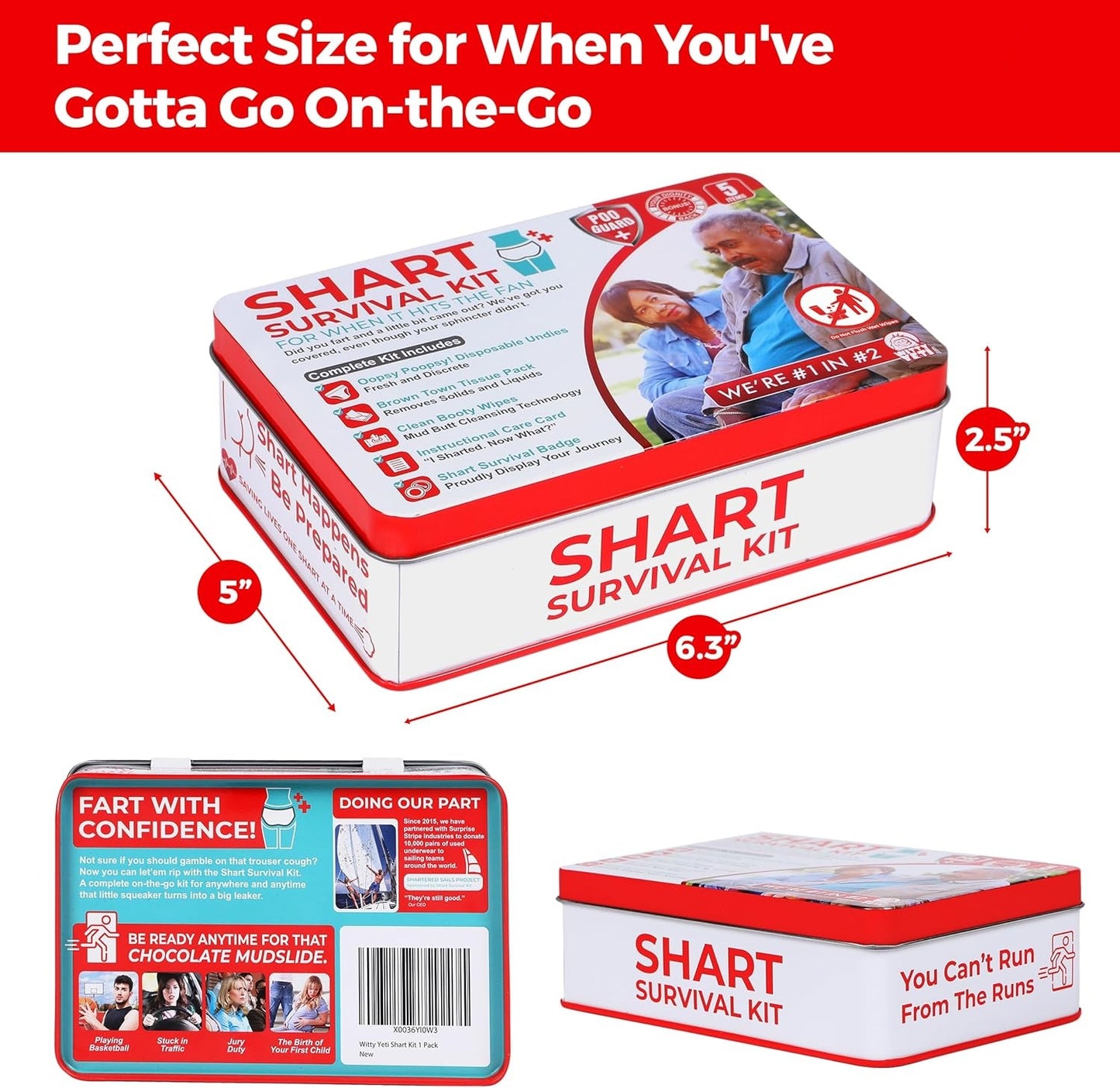 Funny Shart Survival Kit Ultimate Poop Prank Gag Gift Set Contains Wet Wipes, Disposable Underwear