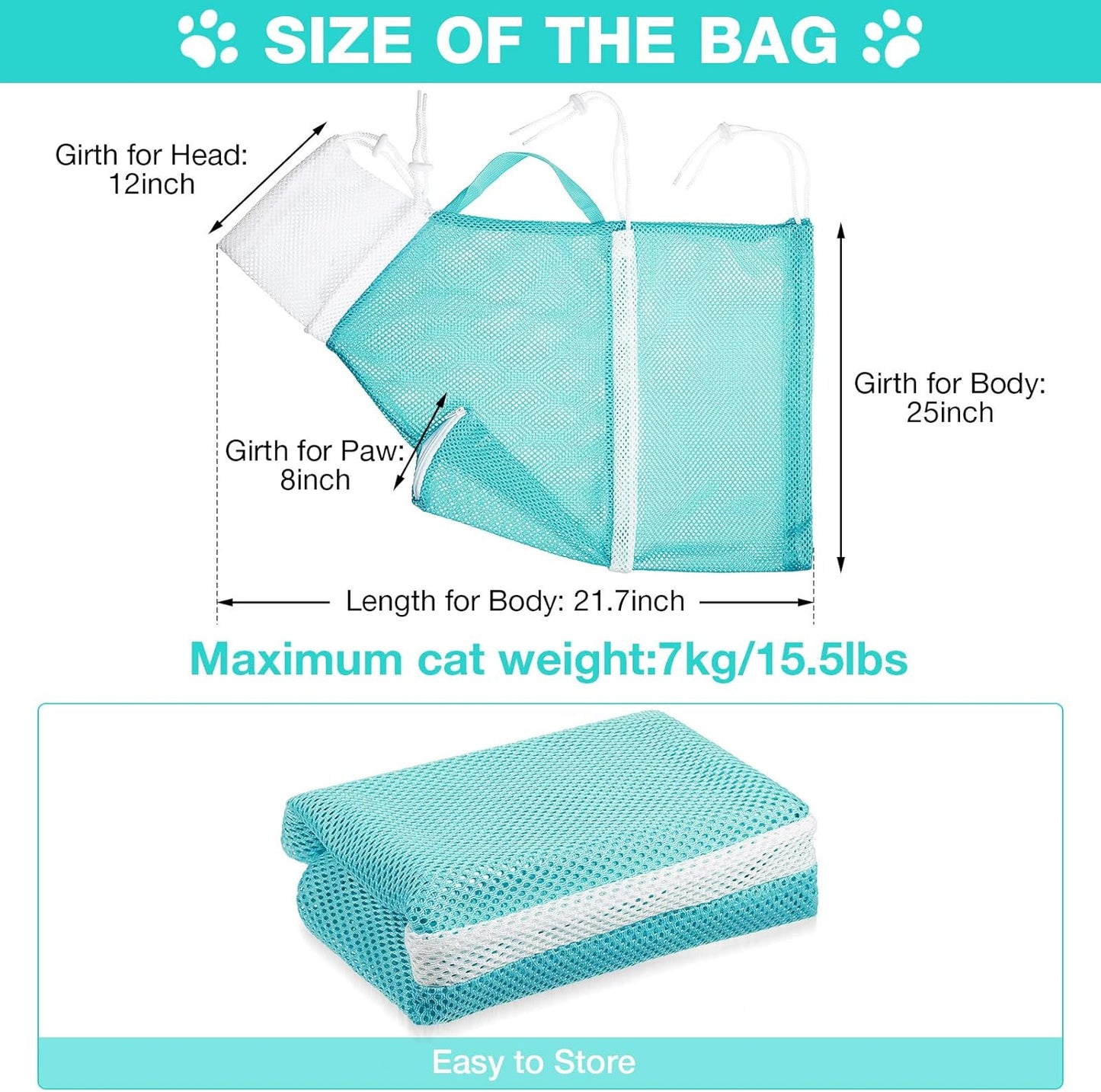 Cat Shower Net Bag Grooming Bathing Adjustable Washing Bag