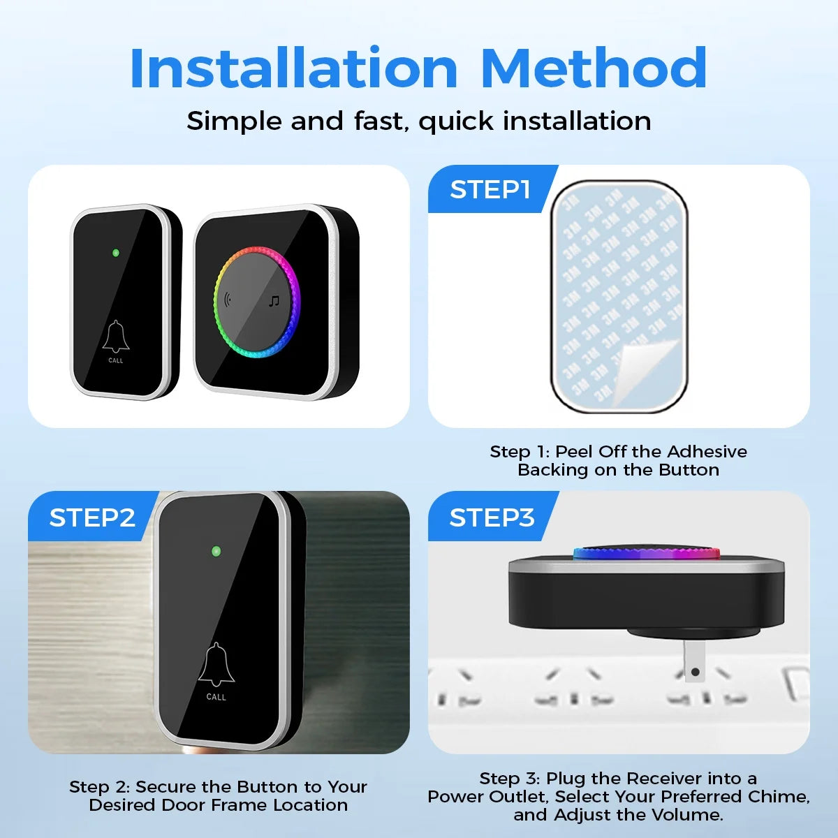 Waterproof Electronic Doorbell Kit with Receivers