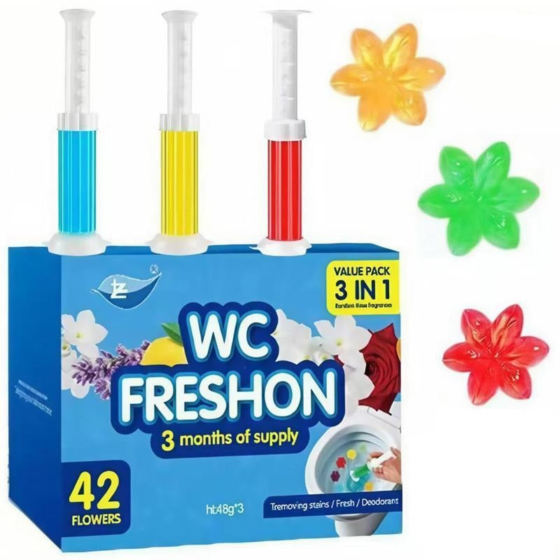 42 Flowers Toilet Gel Stamp 3-Pack Set for Household Scented Home Cleaning