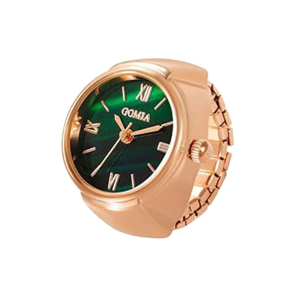 Fashion Green Dial Quartz Finger Ring Watch