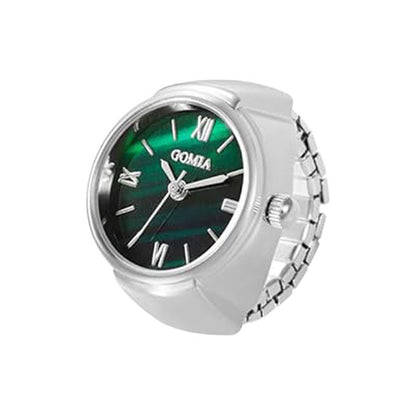 Fashion Green Dial Quartz Finger Ring Watch