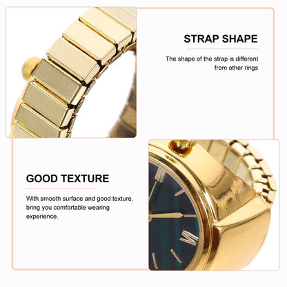 Fashion Green Dial Quartz Finger Ring Watch