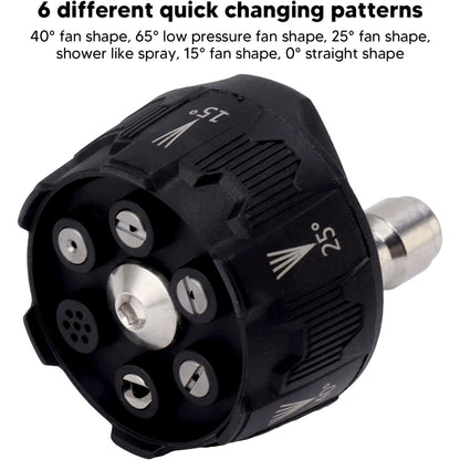 6 in 1 Multi Adjustable High-pressure Washer Nozzle, 1/4-inch Quick Connector