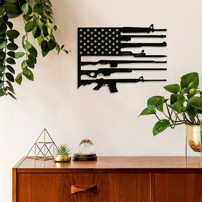 American Flag Metal Sign, Personalized Firearms Striped American Flag Metal Wall Art