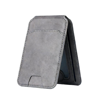 Magnetic Wallet Phone Holder, Multi-Function Leather Card Case with Foldable Stand, Multi-Card Slots