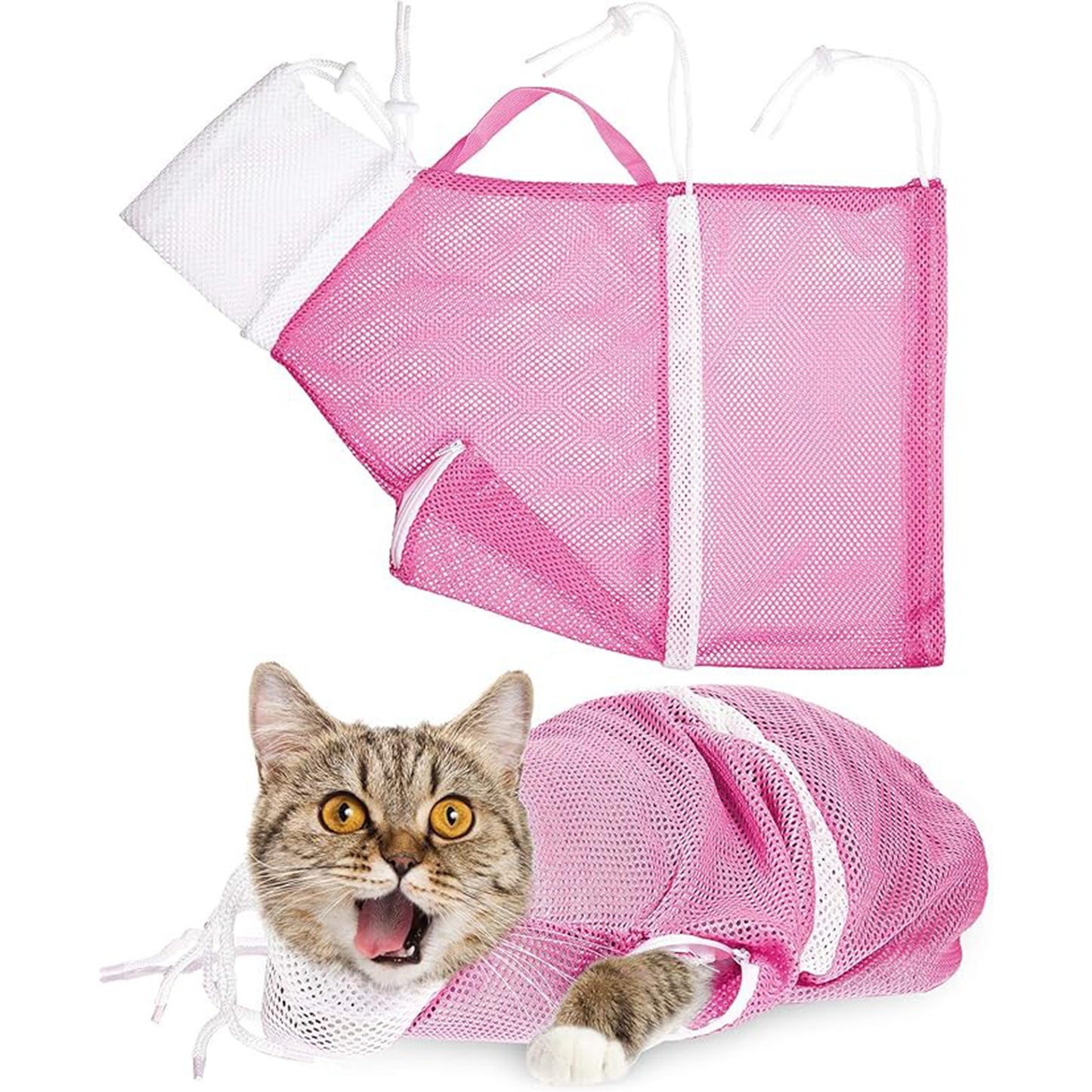 Cat Shower Net Bag Grooming Bathing Adjustable Washing Bag