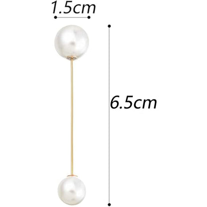 Double Faux Pearl Brooch Pins Sweater Shawl Clip Dress Cardigan Collar