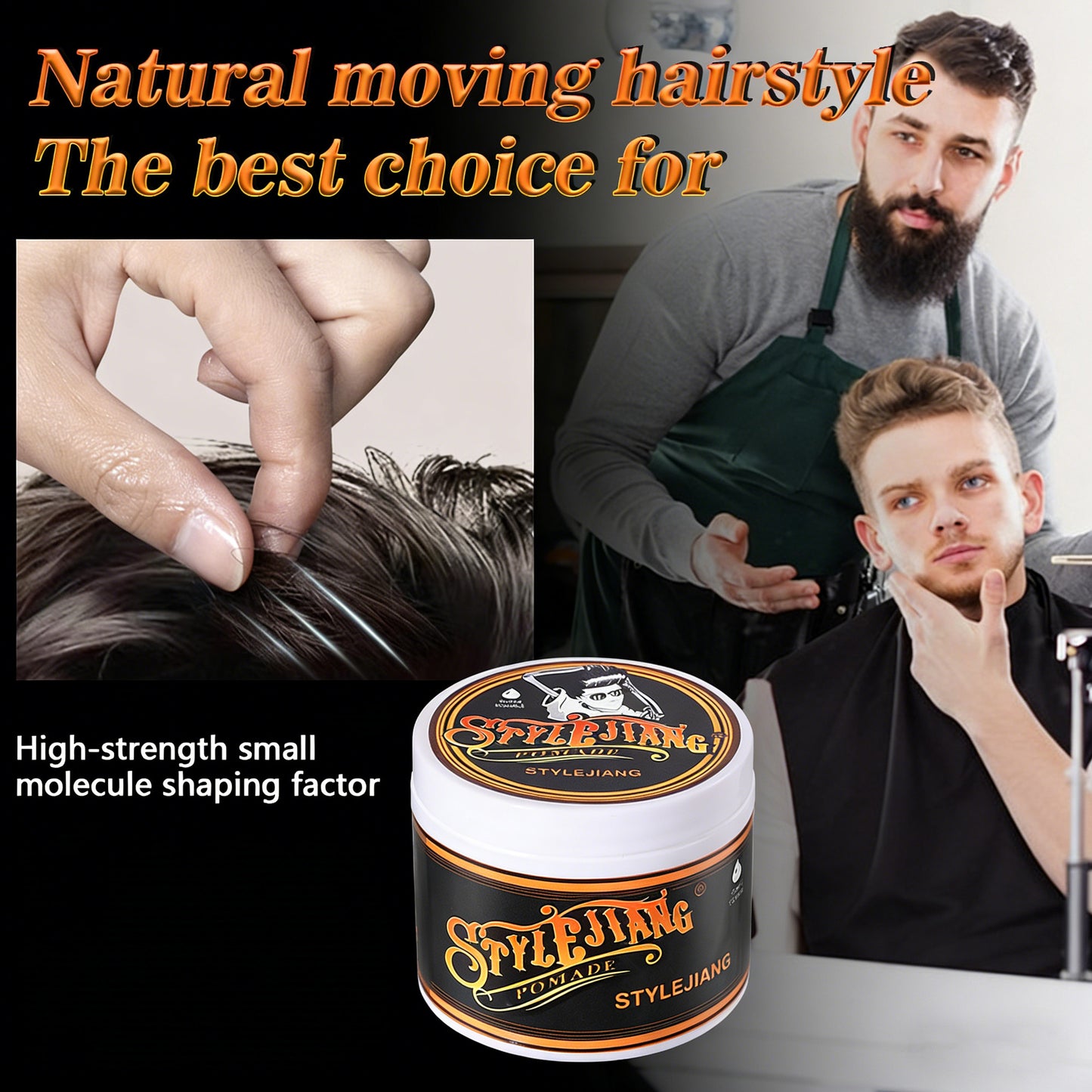 Strong Hold Hair Pomade For Men - Medium Shine Water Based Flake Free Hair Gel - Easy To Wash Out