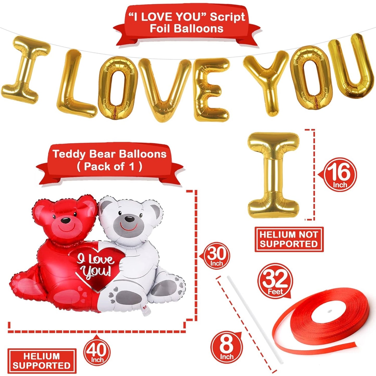 Valentines Balloon Kit Decor with I Love You Balloons