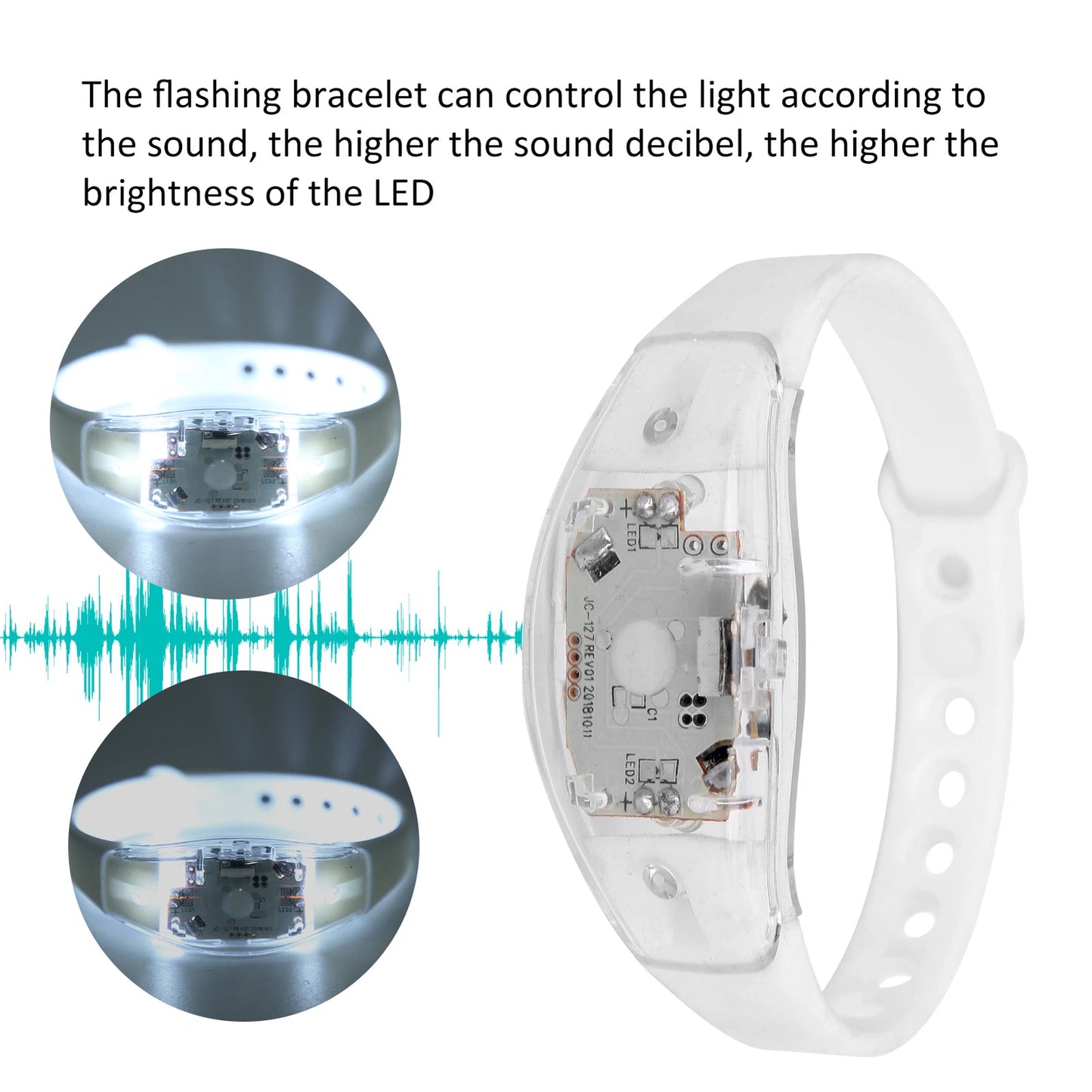 Sound Control Flashing Bracelet Light Up Bangle Wristband for Party Bars Disco