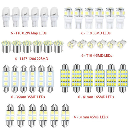 42PCS Car Interior Combo LED Map Dome Door White Trunk License Plate Light Bulbs