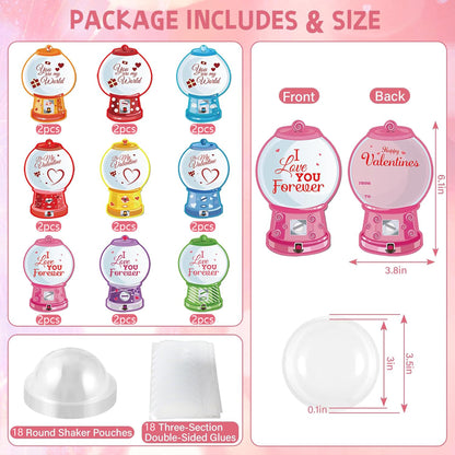 18 Pack Candy Cards with Plastic Domes Valentines Greeting Cards DIY Craft Treat Holder