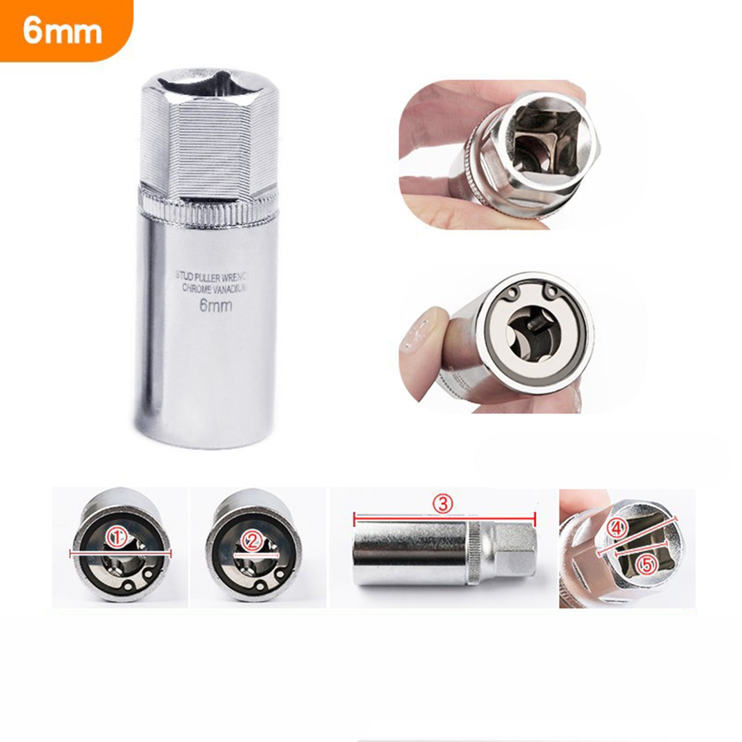 Stud Extractor Broken Stud Removal Socket Metric Stud Remover Tool Sockets 6/8/10/12mm