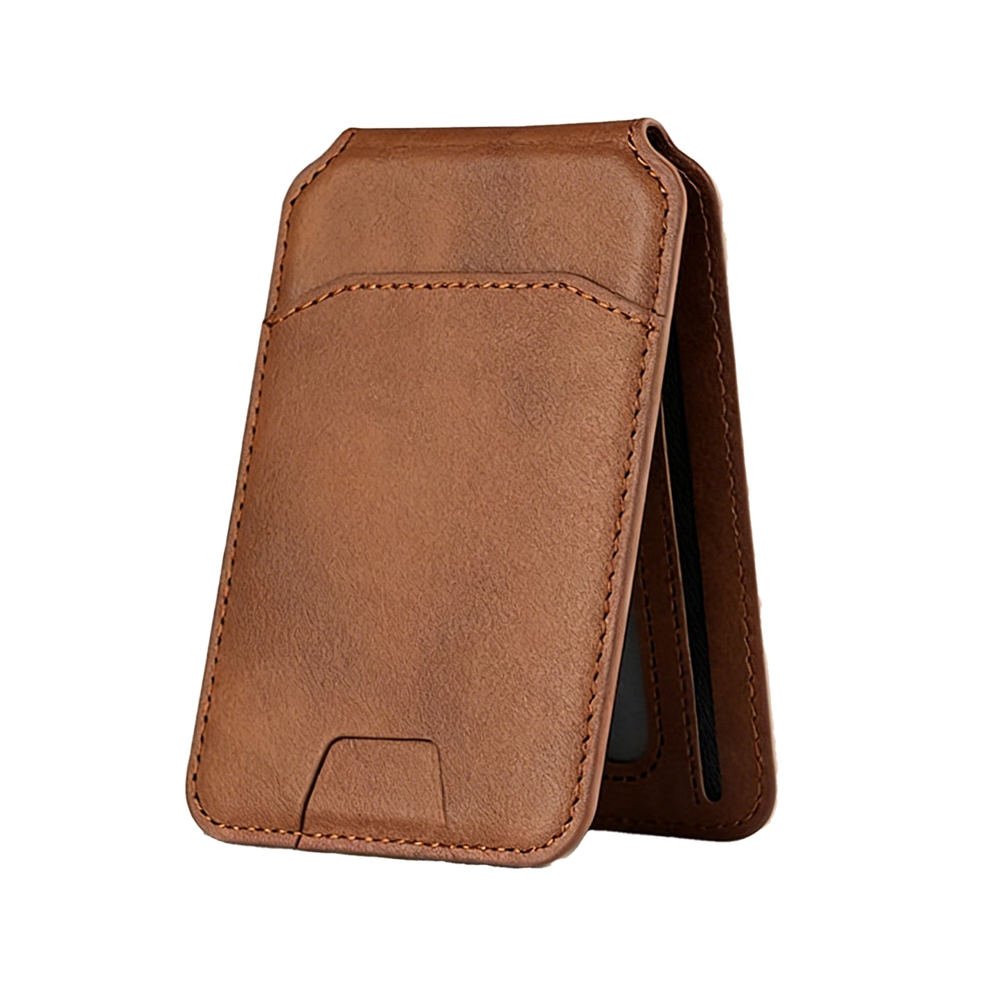 Magnetic Wallet Phone Holder, Multi-Function Leather Card Case with Foldable Stand, Multi-Card Slots