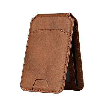 Magnetic Wallet Phone Holder, Multi-Function Leather Card Case with Foldable Stand, Multi-Card Slots