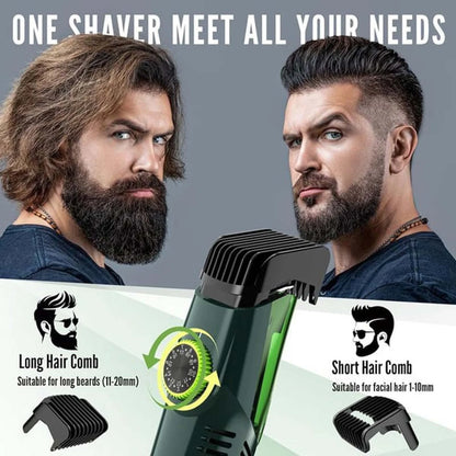 Vacuum Mustache Trimmer for Less Mess - Rechargeable Electric Beard Cutting Kit