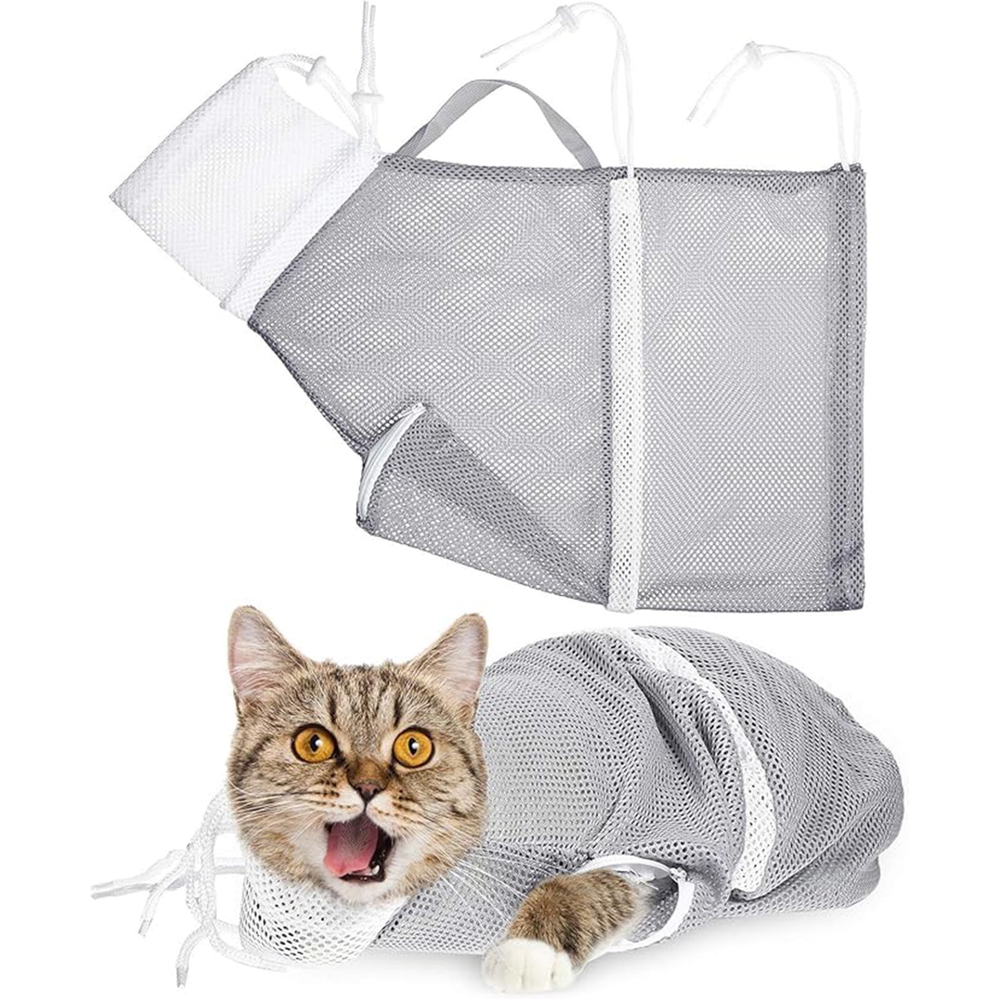 Cat Shower Net Bag Grooming Bathing Adjustable Washing Bag