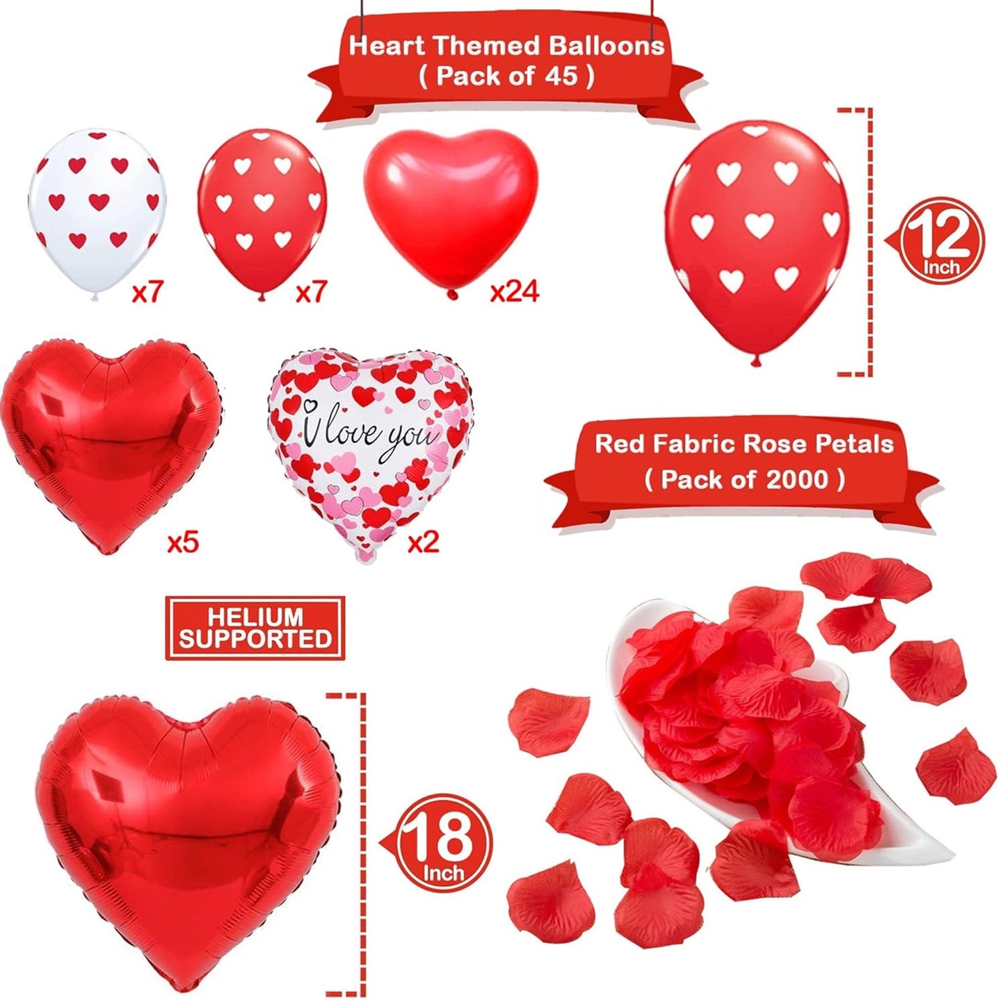 Valentines Balloon Kit Decor with I Love You Balloons