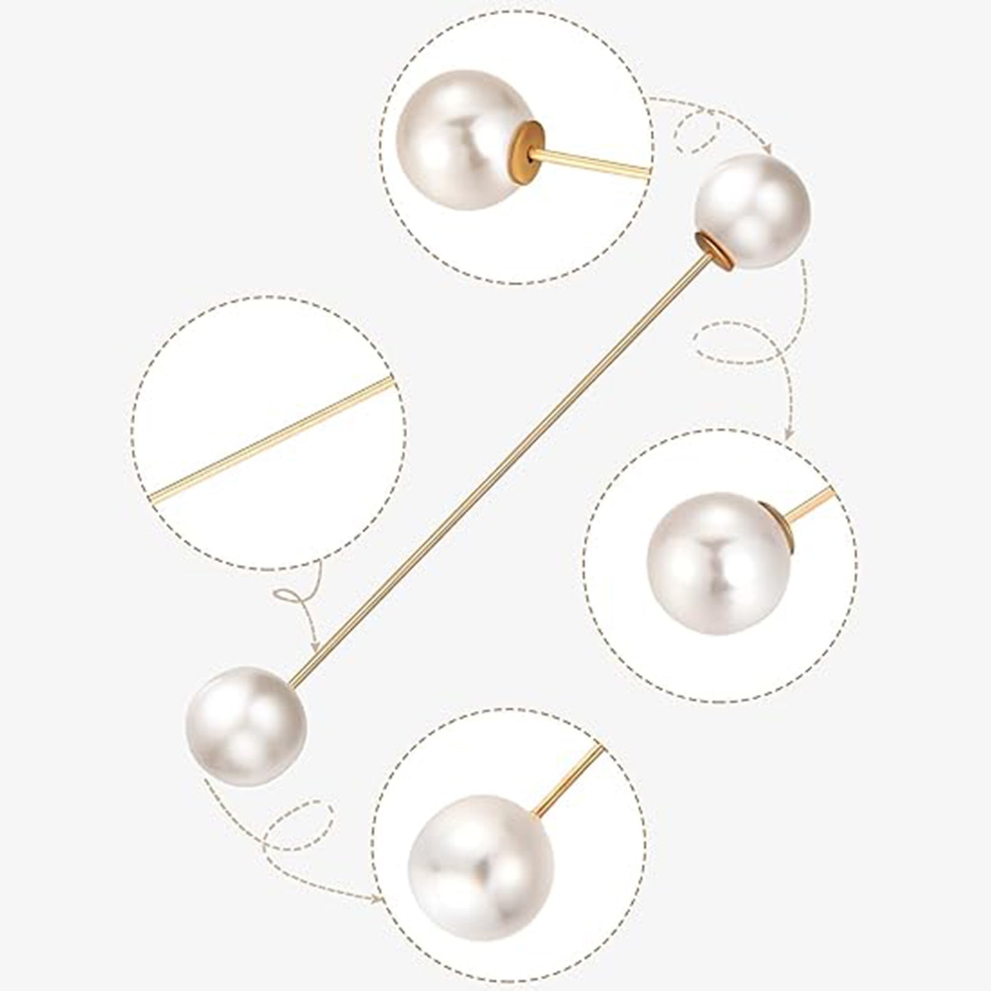 Double Faux Pearl Brooch Pins Sweater Shawl Clip Dress Cardigan Collar