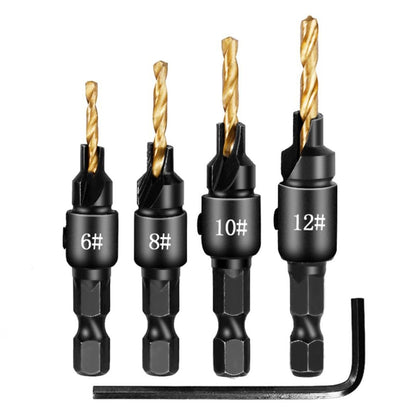 4Pcs Hexagonal Shank Countersunk Drill Bit Woodworking Hole Opener Screw Cone Hole Drill Chamfer and Trim Tool Accessory Set