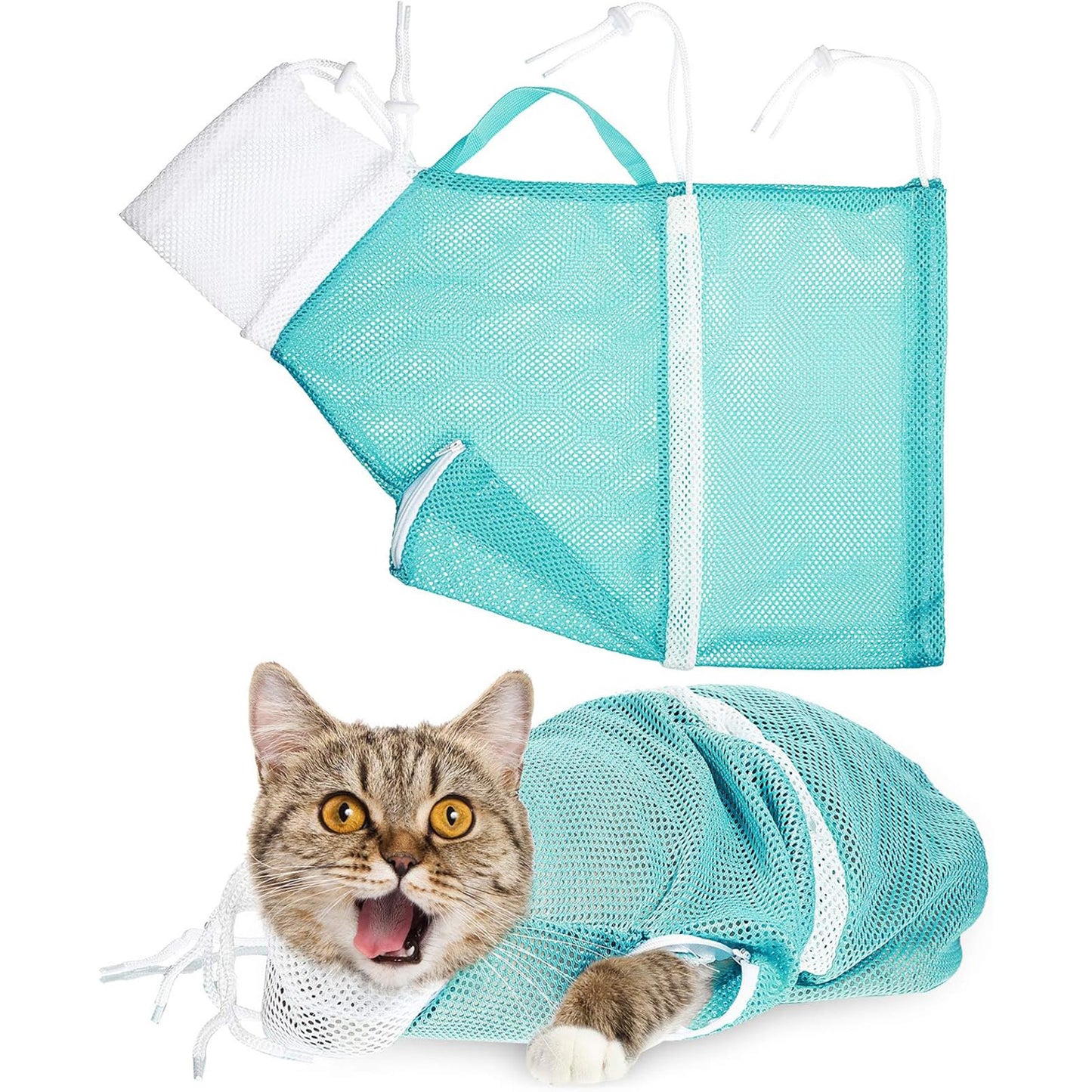 Cat Shower Net Bag Grooming Bathing Adjustable Washing Bag