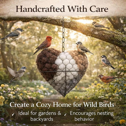 Handmade Fiber Bird Nesting Heart Refillable Birds Haven