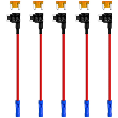 5 Sets Low Profile Mini Fuse Tap - Upgraded Locking Clip Adapter with 5A Fuse