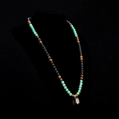 Obsidian Necklace With Green Aventurine And Tiger's Eye Pendants, A Healing Crystal
