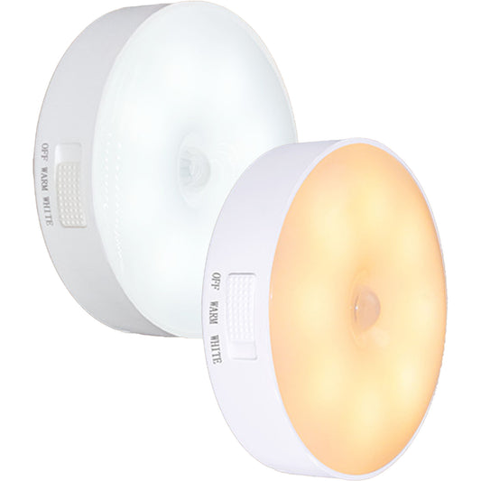 2 Pcs Magnetic Cruise Ship Motion Sensor Light with USB Cable (White & Warm)
