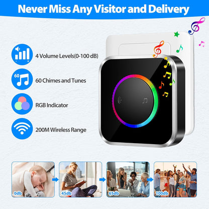 Waterproof Electronic Doorbell Kit with Receivers