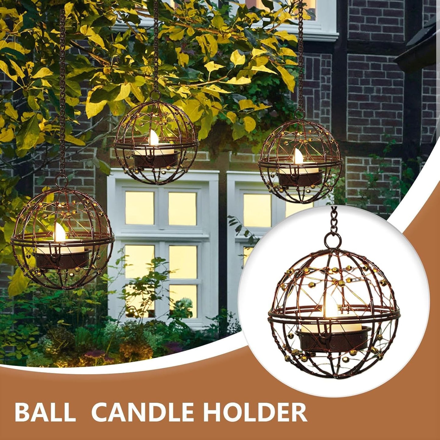 Solar Tea Lights Outdoor Waterproof Hanging Lanterns
