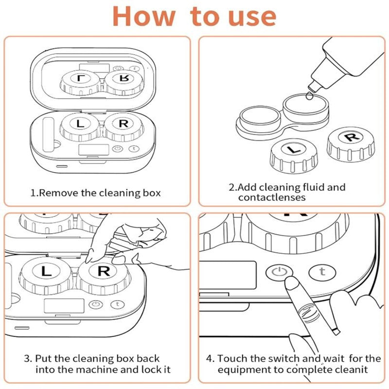 Ultrasonic Contact Lens Cleaner - Portable Machine with USB Charger