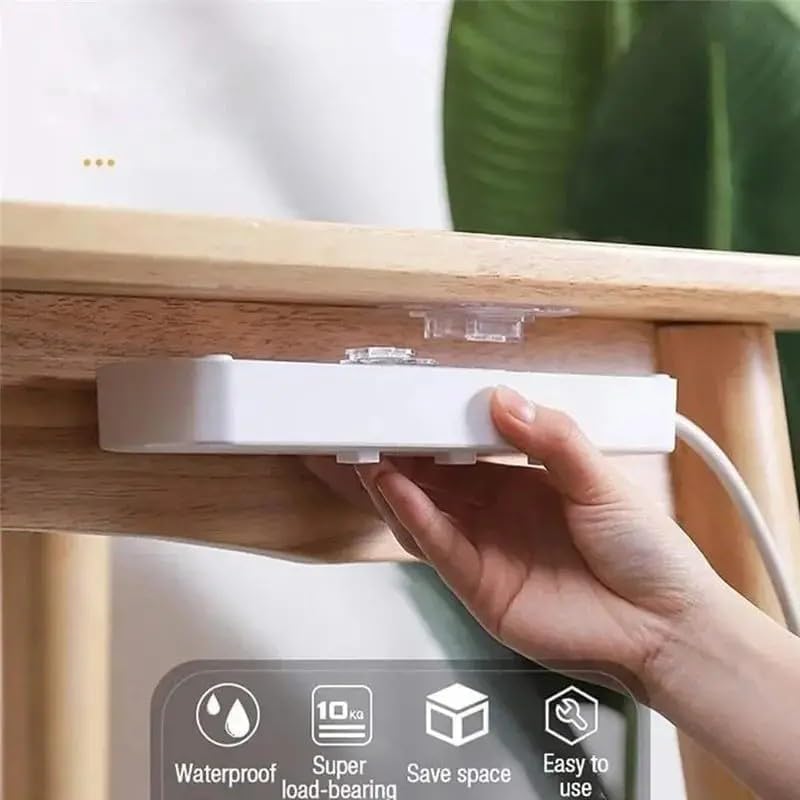 10 Pairs Clear Double-Sided Adhesive Wall Hooks - Mounted Door Hanger Kit - No Drill Sticker Hangers with Suction Cup