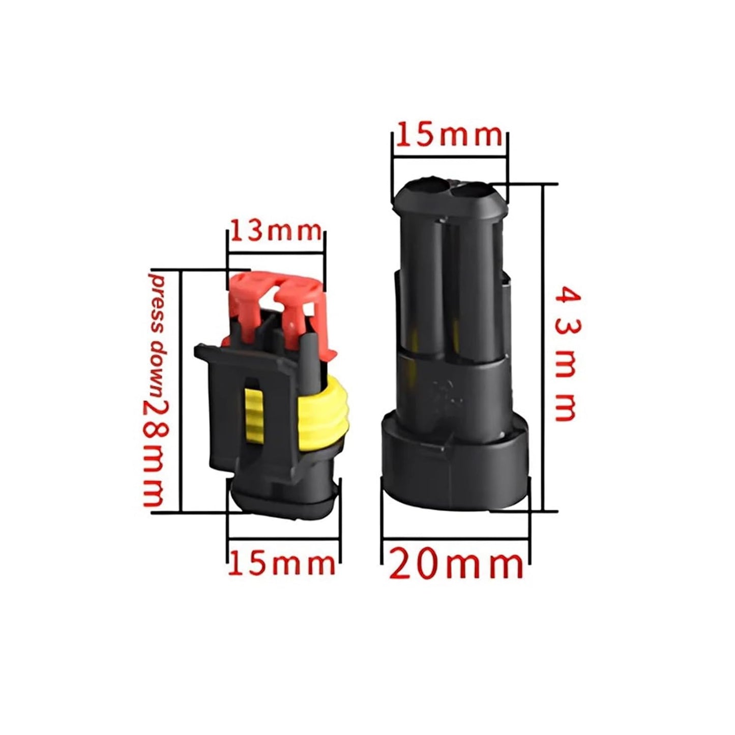 10 Pack 2 Pin Wire Connector 16 AWG Waterproof Automotive Electrical Connectors Deutsch Connector