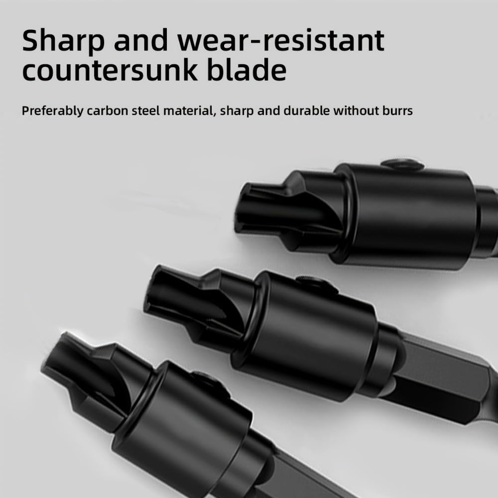4Pcs Hexagonal Shank Countersunk Drill Bit Woodworking Hole Opener Screw Cone Hole Drill Chamfer and Trim Tool Accessory Set