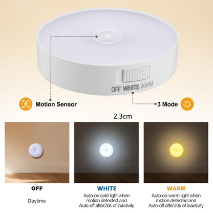 2 Pcs Magnetic Cruise Ship Motion Sensor Light with USB Cable (White & Warm)