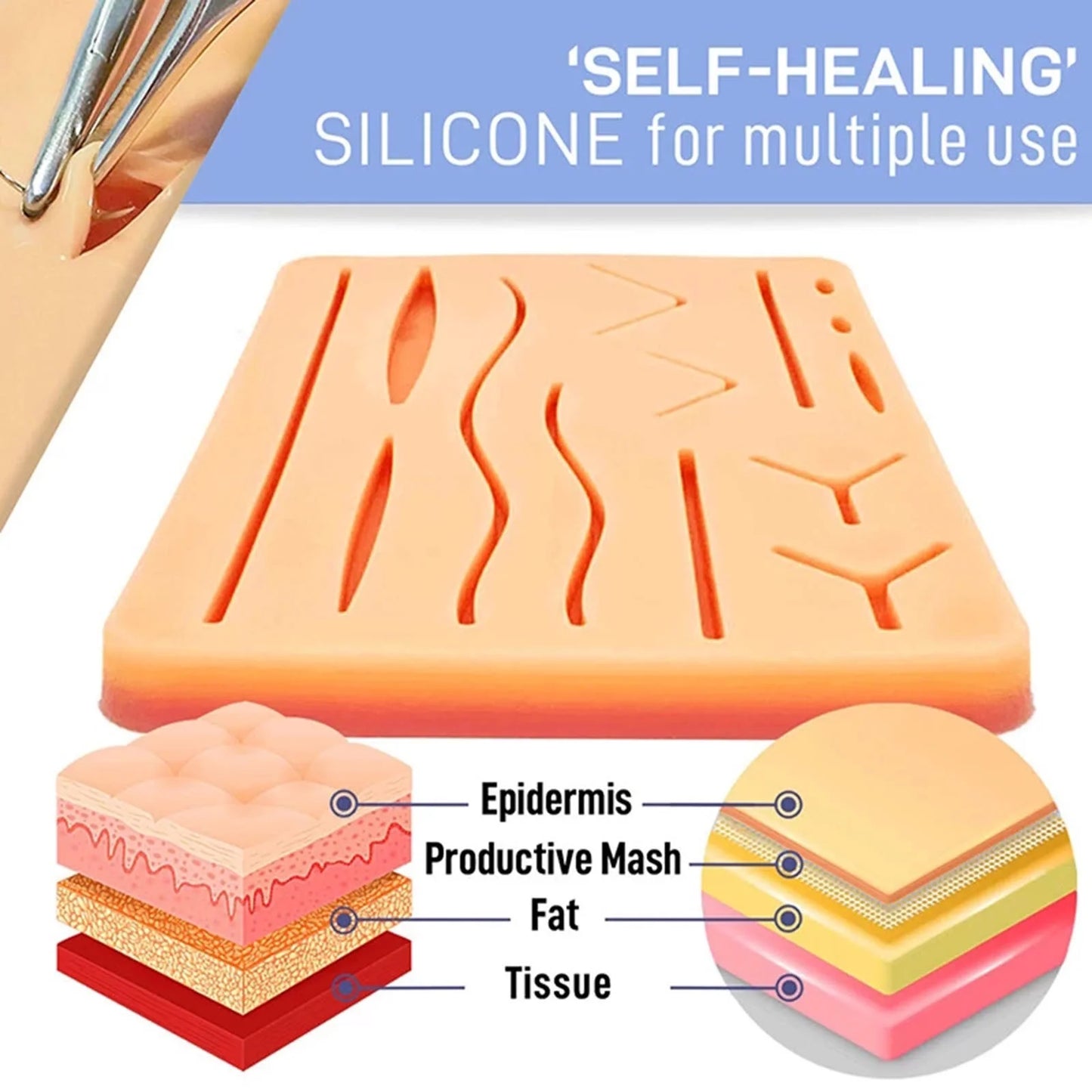 Medical Students Suture Practice Kit Surgical Training with Skin Pad Model Tool