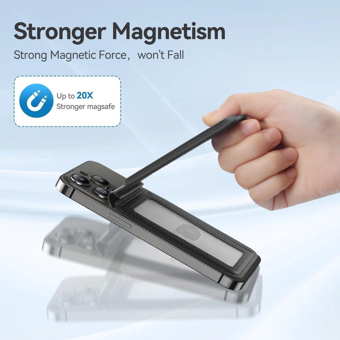 Magnetic Wallet Phone Holder, Multi-Function Leather Card Case with Foldable Stand, Multi-Card Slots