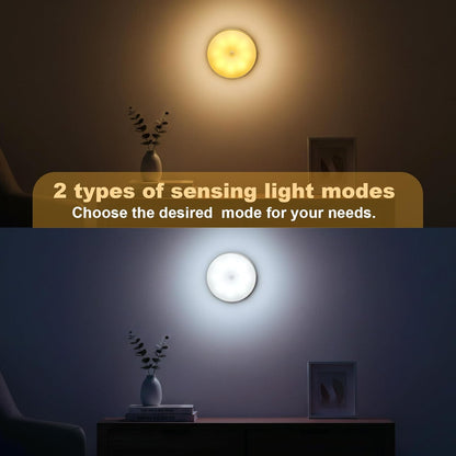 2 Pcs Magnetic Cruise Ship Motion Sensor Light with USB Cable (White & Warm)