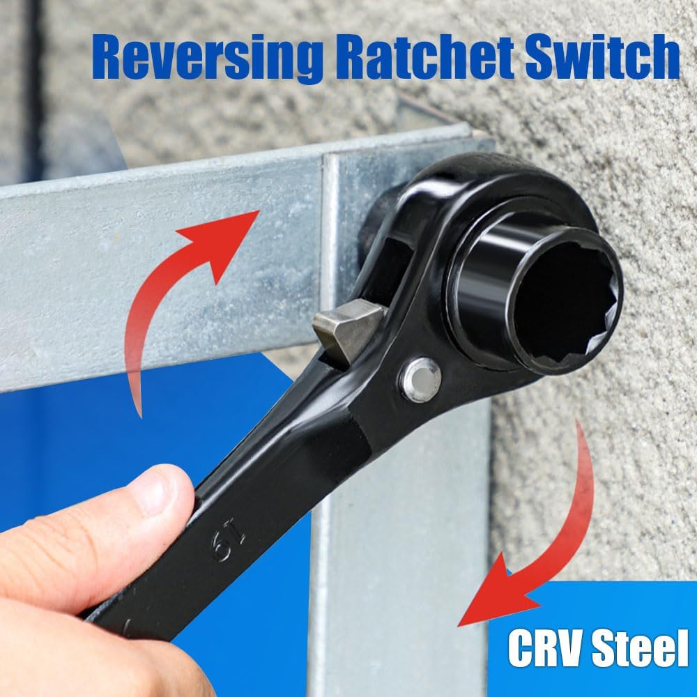 13mmx17mm Double-ended Ratchet Wrench,Reversible Ratcheting Wrench,CRV-Steel