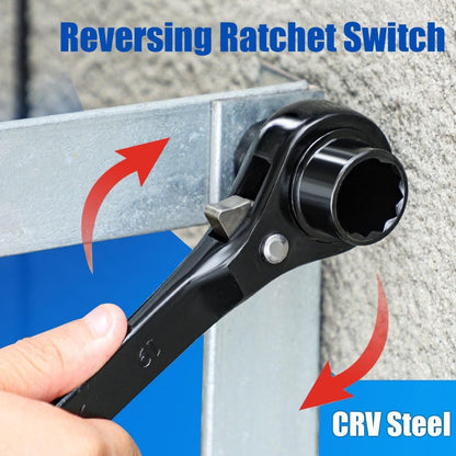 13mmx17mm Double-ended Ratchet Wrench,Reversible Ratcheting Wrench,CRV-Steel