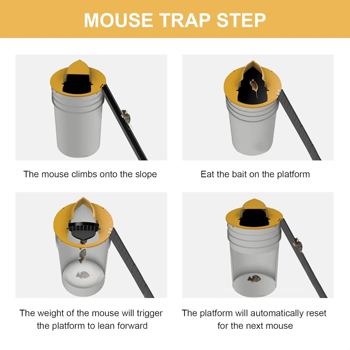Rat Trap Bucket Lid Catcher with Ramp Mousetrap