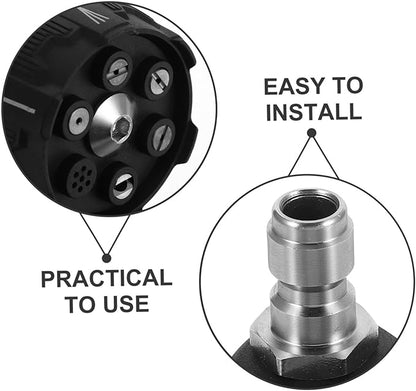 6 in 1 Multi Adjustable High-pressure Washer Nozzle, 1/4-inch Quick Connector