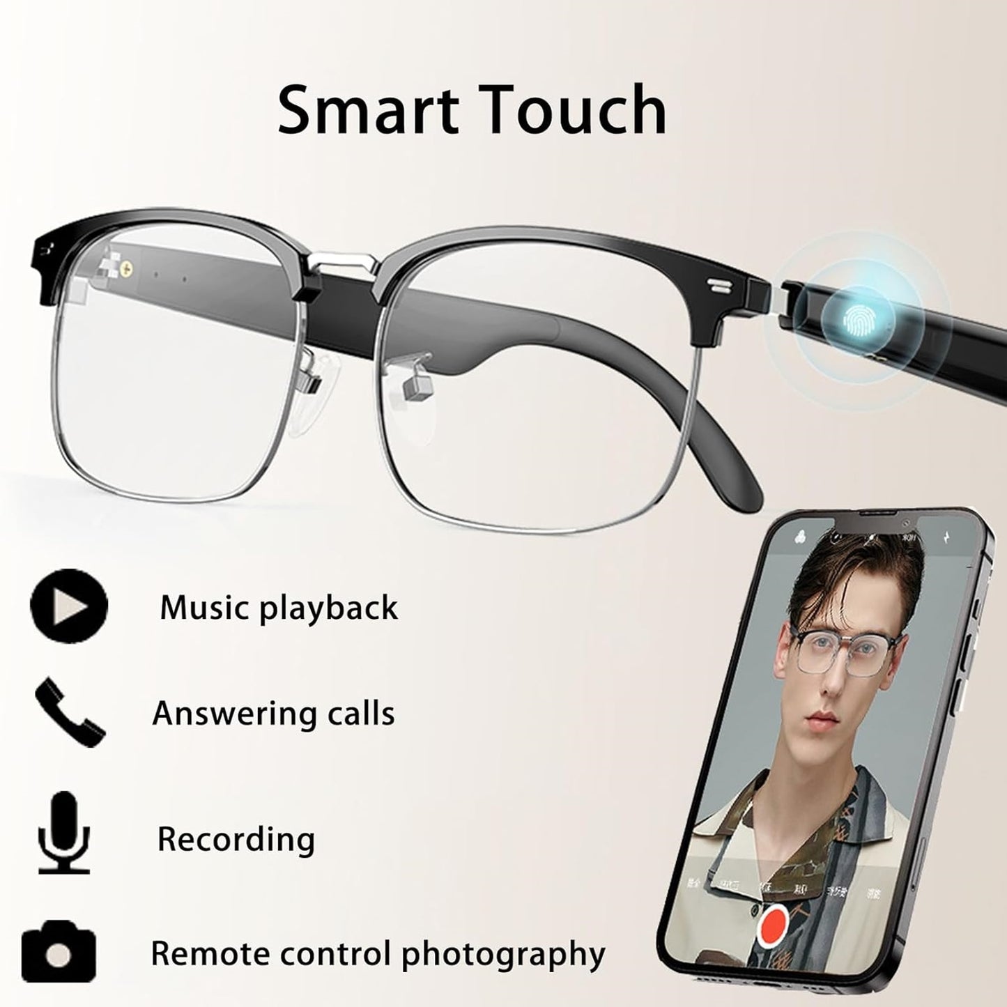 AI Translator Glasses, Smart Glasses with Built in Mic and Speakers