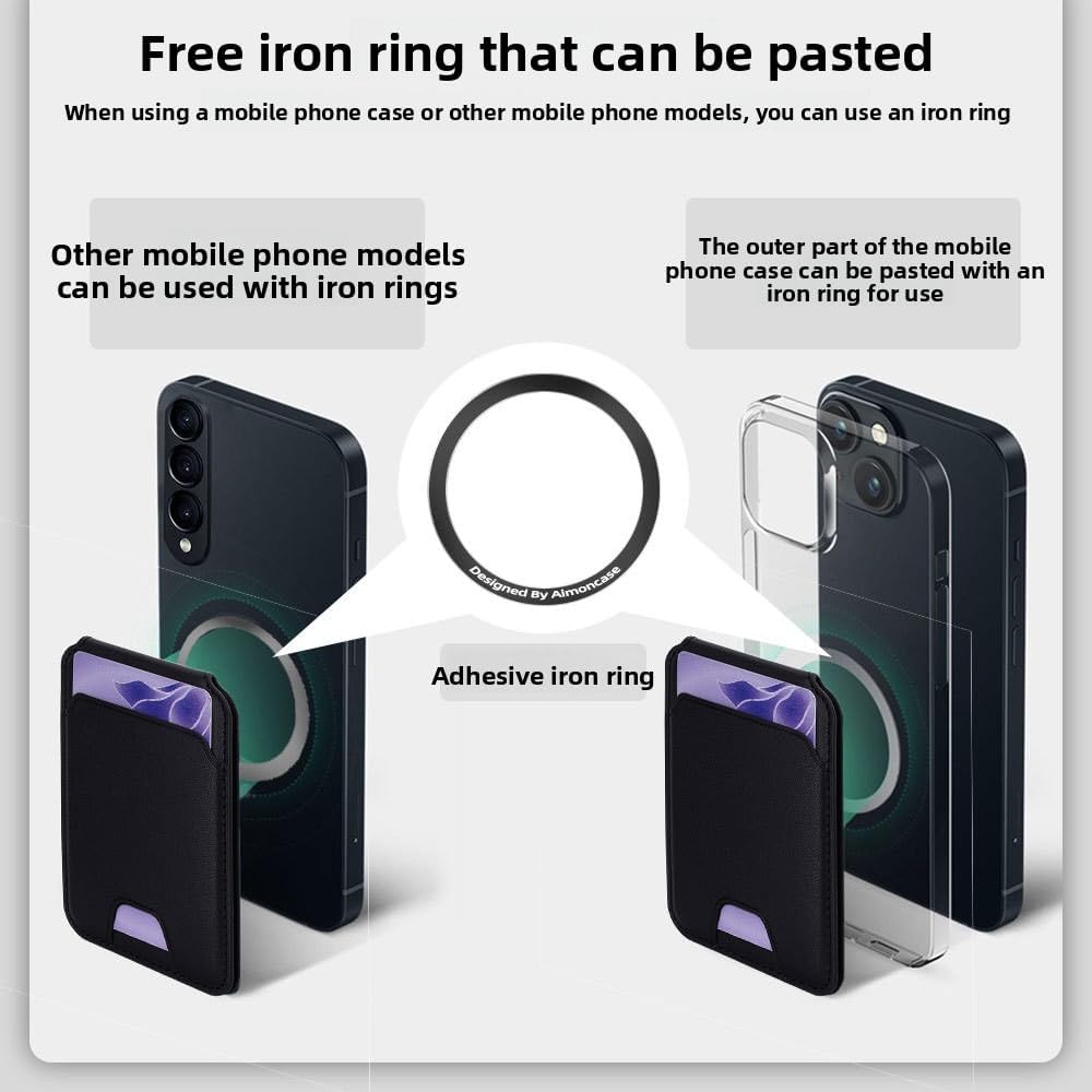 Magnetic Wallet Phone Holder, Multi-Function Leather Card Case with Foldable Stand, Multi-Card Slots