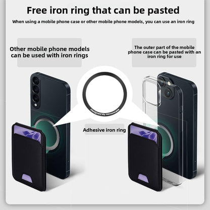 Magnetic Wallet Phone Holder, Multi-Function Leather Card Case with Foldable Stand, Multi-Card Slots