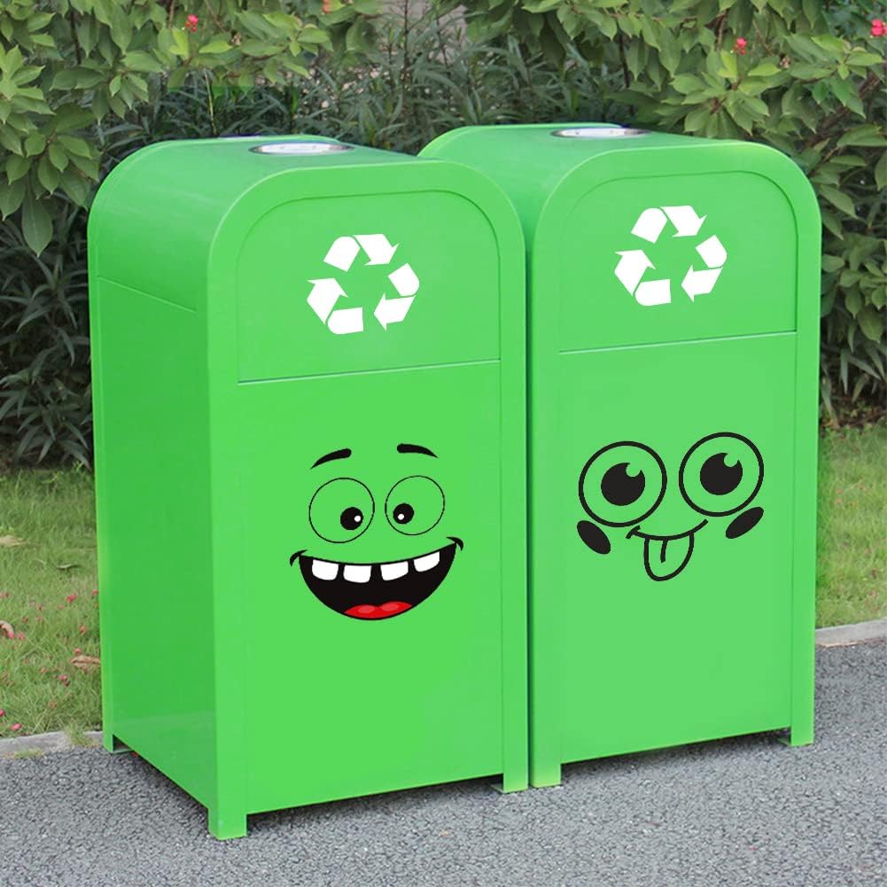 4 Sheets Cartoon Expressions Stickers, Trash Can Caricature Trash Can Stickers